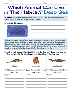 Which Animal Can Live in This Habitat? Deep Sea