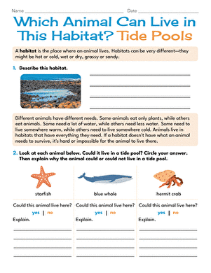 Which Animal Can Live in This Habitat? Tide Pools
