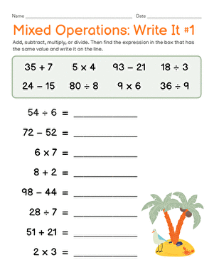 Mixed Operations: Write It #1