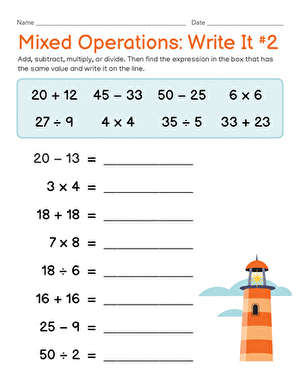 Mixed Operations: Write It #2