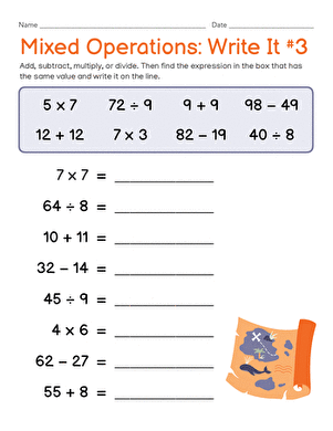 Mixed Operations: Write It #3