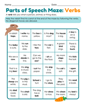 Parts of Speech Maze: Verbs