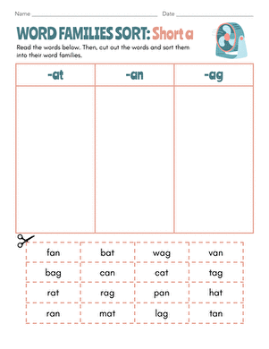 Word Families Sort: Short a