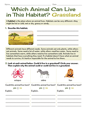 Which Animal Can Live in This Habitat? Grassland