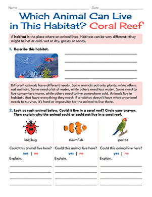 Which Animal Can Live in This Habitat? Coral Reef