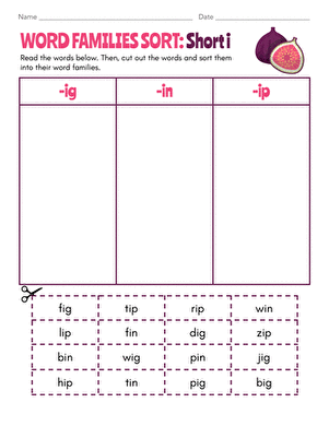 Word Families Sort: Short i