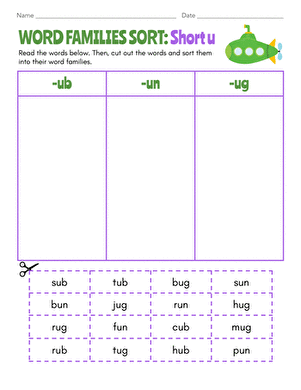 Word Families Sort: Short u