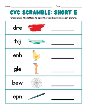 CVC Scramble: Short e