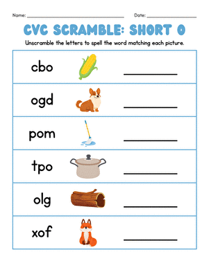 CVC Scramble: Short o