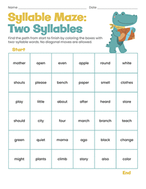 Syllable Maze: Two Syllables