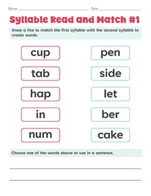 Syllable Read and Match #1