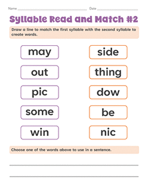 Syllable Read and Match #2
