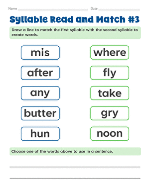 Syllable Read and Match #3
