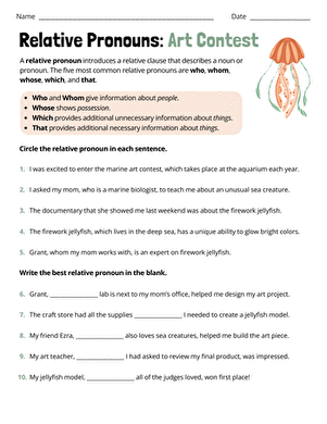 Relative Pronouns: Art Contest