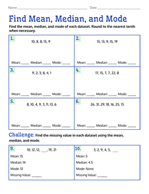 Find Mean, Median, and Mode