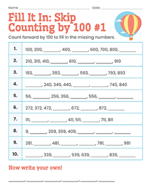 Fill It In: Skip Counting by 100 #1