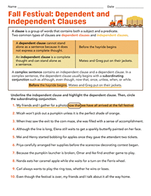 Fall Festival: Dependent and Independent Clauses