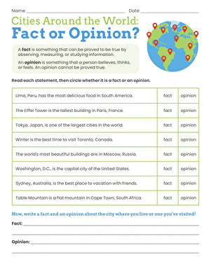 Cities Around the World: Fact or Opinion?