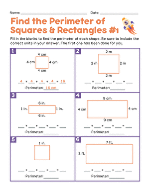 Find the Perimeter of Squares & Rectangles #1