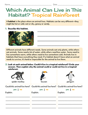 Which Animal Can Live in This Habitat? Tropical Rainforest