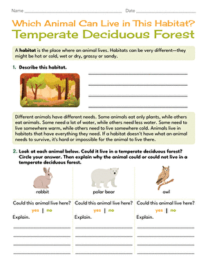 Which Animal Can Live in This Habitat? Temperate Deciduous Forest