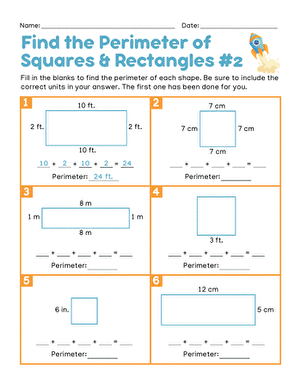 Find the Perimeter of Squares & Rectangles #2