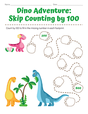 Dino Adventure: Skip Counting by 100