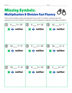 Missing Symbols: Multiplication & Division Fact Fluency