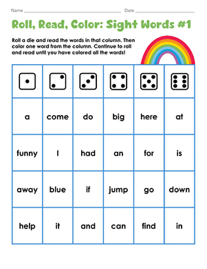 Roll, Read, Color: Sight Words #1