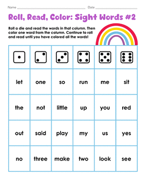 Roll, Read, Color: Sight Words #2