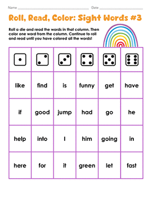 Roll, Read, Color: Sight Words #3