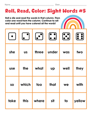 Roll, Read, Color: Sight Words #5