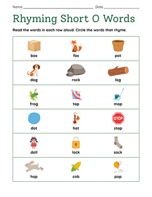 Rhyming Short O Words