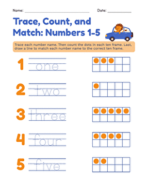 Trace, Count, and Match: Numbers 1–5