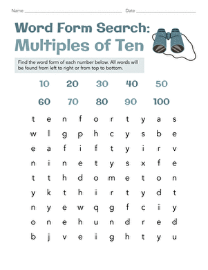 Word Form Search: Multiples of Ten
