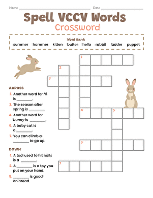 Spell VCCV Words Crossword