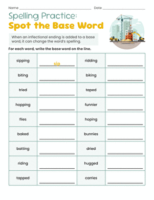 Spelling Practice: Spot the Base Word