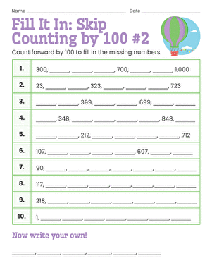 Fill It In: Skip Counting by 100 #2