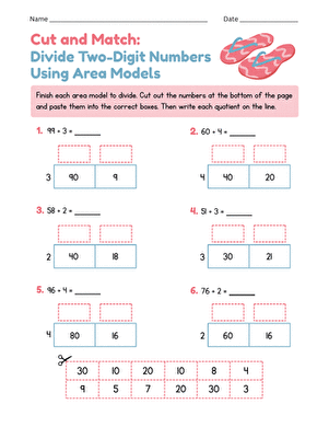 Cut and Match: Divide Two-Digit Numbers Using Area Models