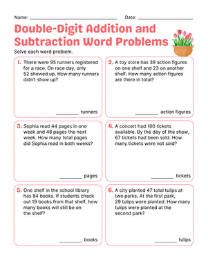 Double-Digit Addition and Subtraction Word Problems