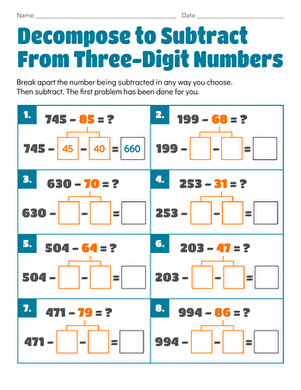 Decompose to Subtract From Three-Digit Numbers