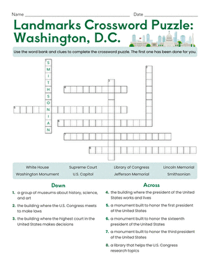 Landmarks Crossword Puzzle: Washington, D.C.
