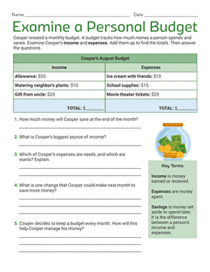 Examine a Personal Budget
