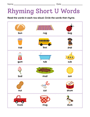 Rhyming Short U Words