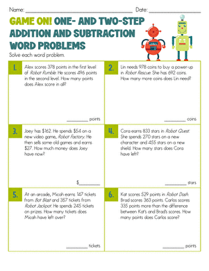 Game On! One- and Two-Step Addition and Subtraction Word Problems