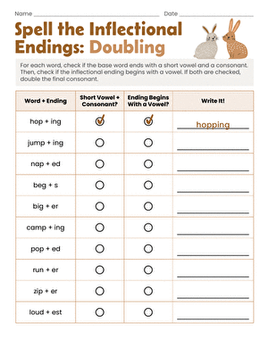 Spell the Inflectional Endings: Doubling