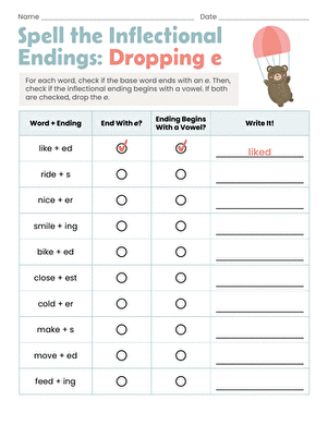 Spell the Inflectional Endings: Dropping e