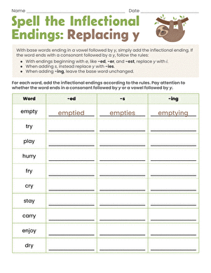 Spell the Inflectional Endings: Replacing y