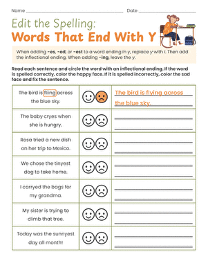 Edit the Spelling: Words That End With Y