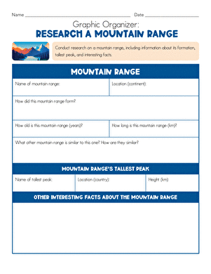 Graphic Organizer: Research a Mountain Range